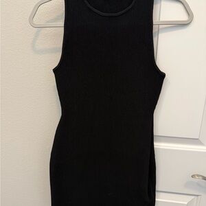 Black Sleeveless Ribbed Dress